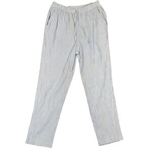 Alfred Dunner Striped Cotton Blend Pants Blue White‎ Elastic Waist Casual Size 8